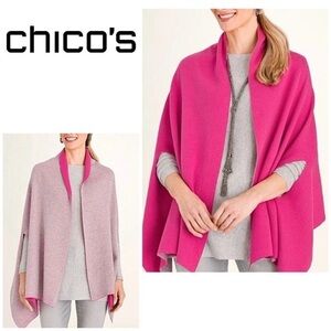 Chico’s Wrap Pink Reversible Travel 1 Piece/ 4 Ways With Pouch Bag Retails $119
